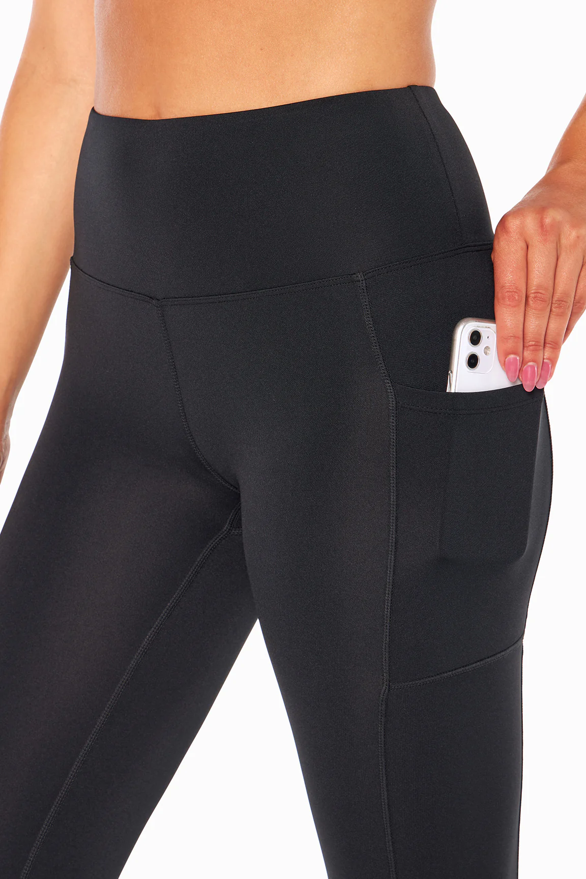 High Rise Side Pocket Ankle Legging - Black - Image 4