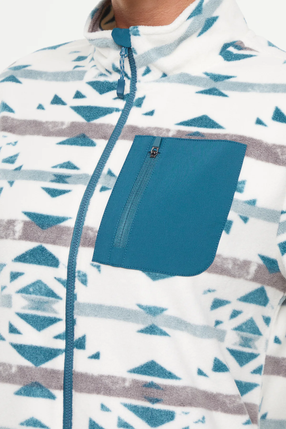 Treeline Fleece Jacket - Green Heron Native Geo Distressed - Image 3