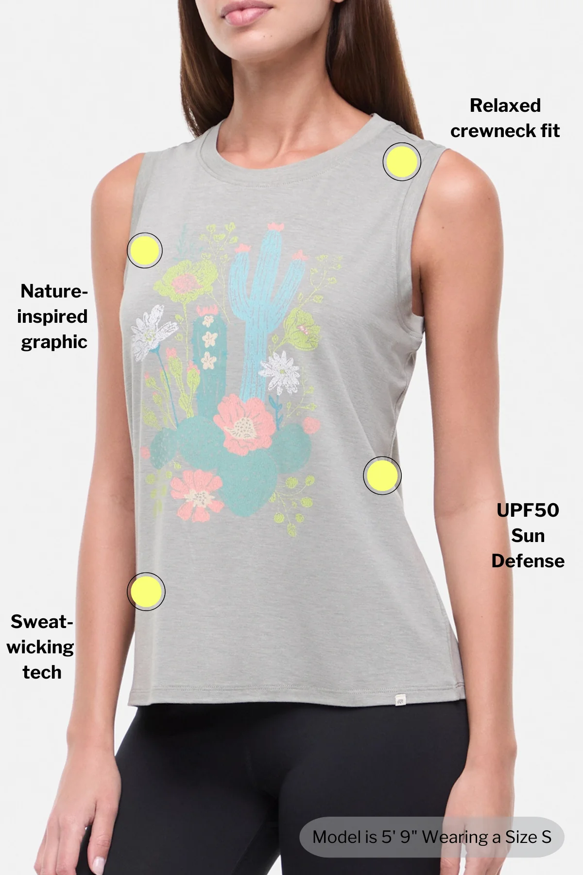 Ana Tank - Heather Shadow Distressed Floral Cactus - Image 3