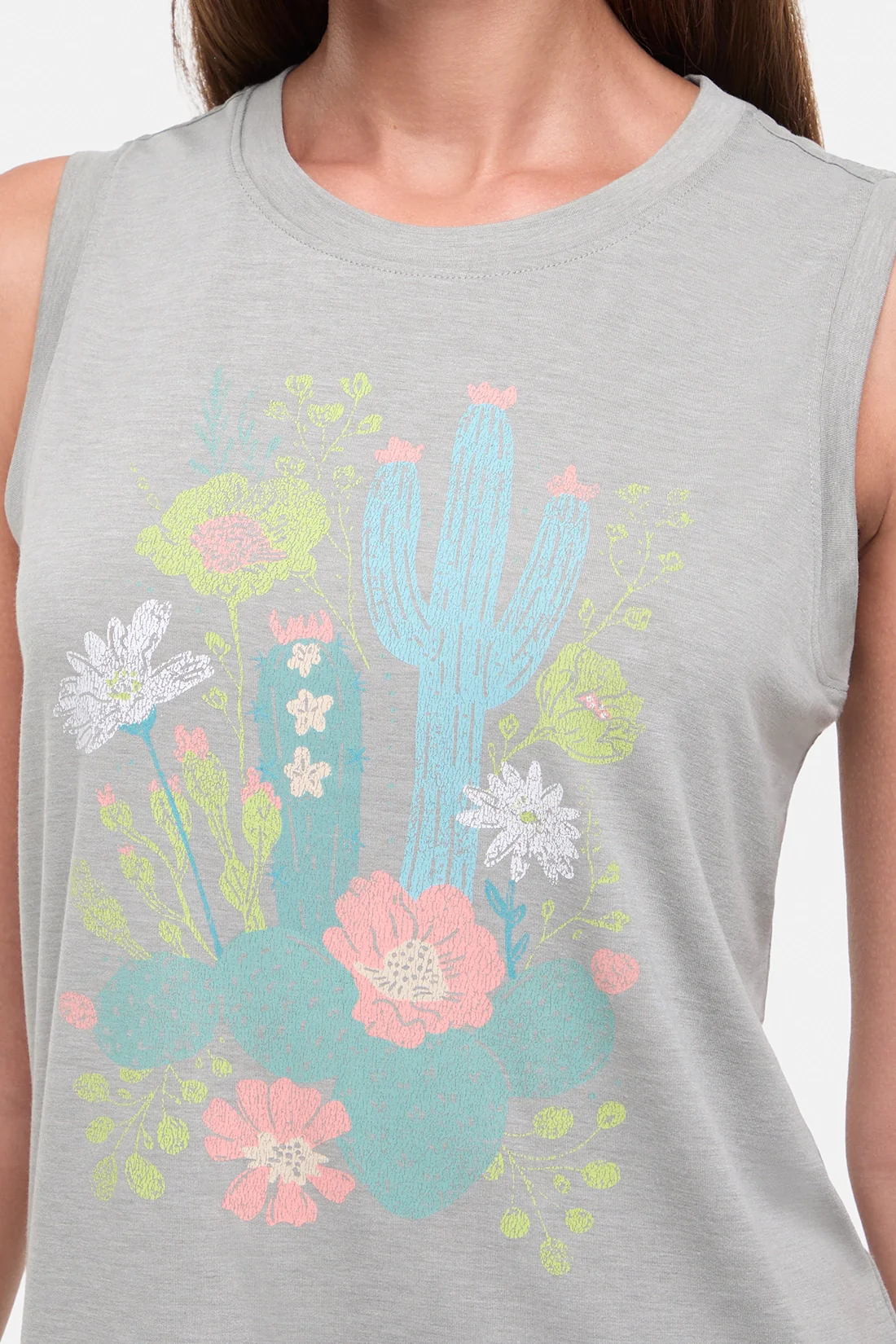 Ana Tank - Heather Shadow Distressed Floral Cactus - Image 4