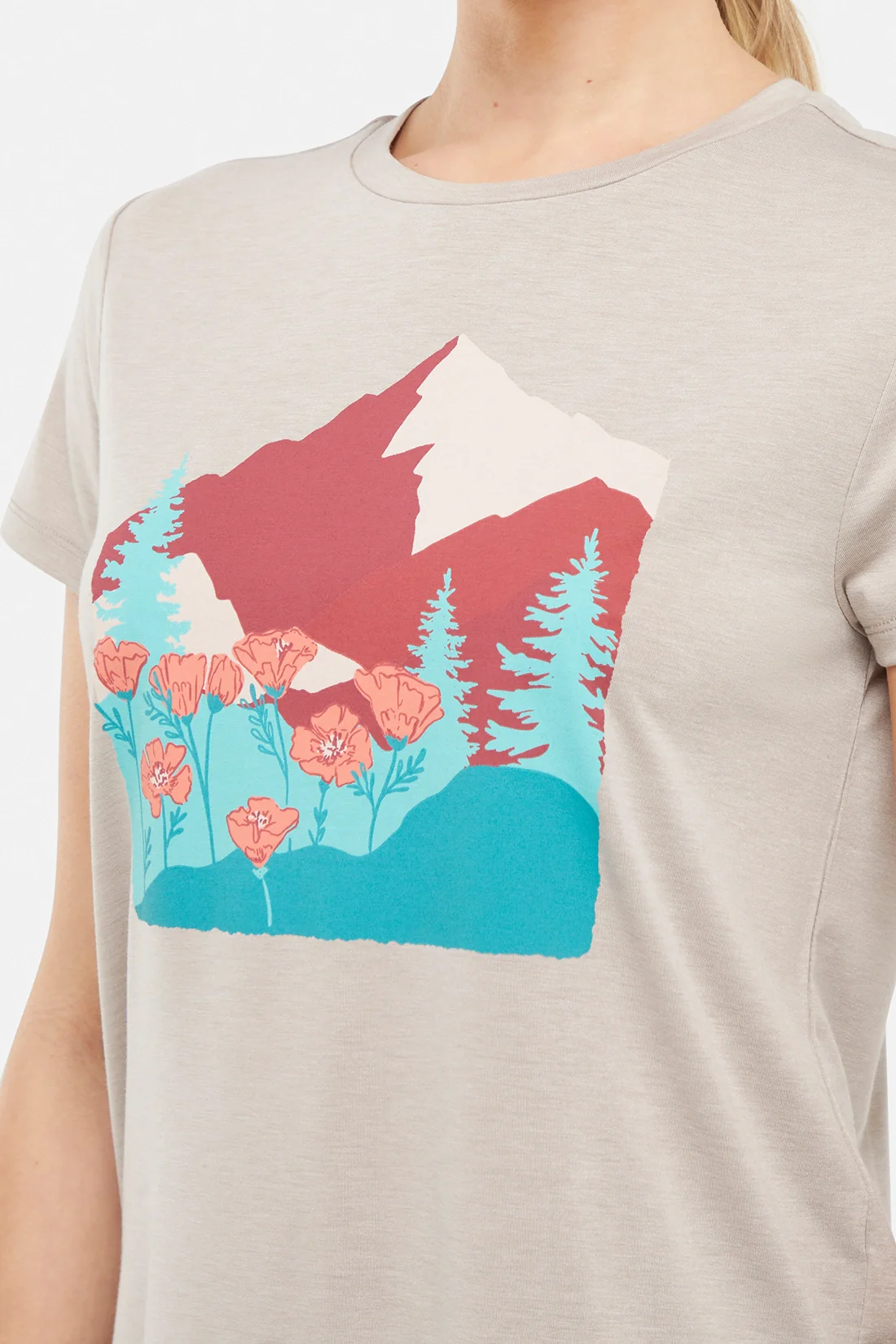 Monica Tee - Heather Atmosphere Poppies On Mountains - Image 3