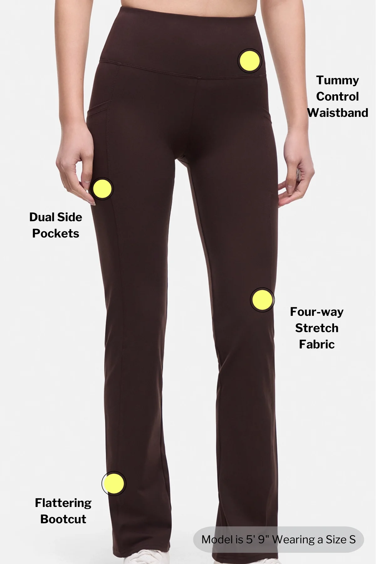 Eclipse Side Pocket Tummy Control Yoga Pant - Black Coffee - Image 4