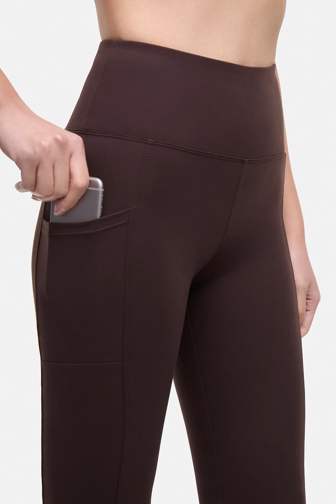 Eclipse Side Pocket Tummy Control Yoga Pant - Black Coffee - Image 7